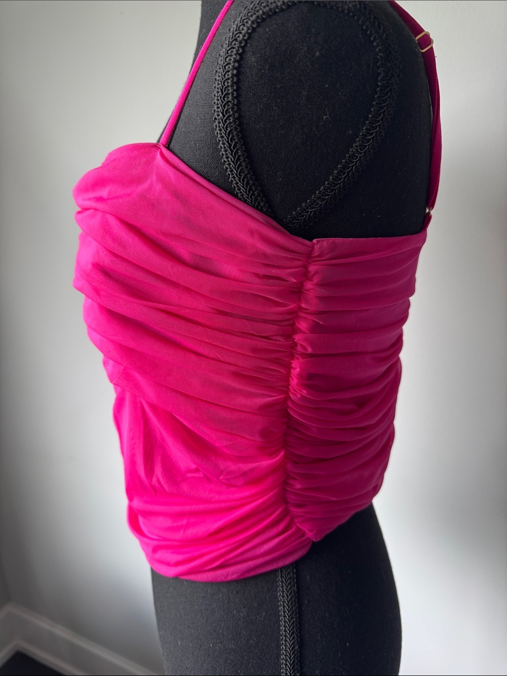 Hot Pink Ruched Cami Tank Top - Picture 2 of 3